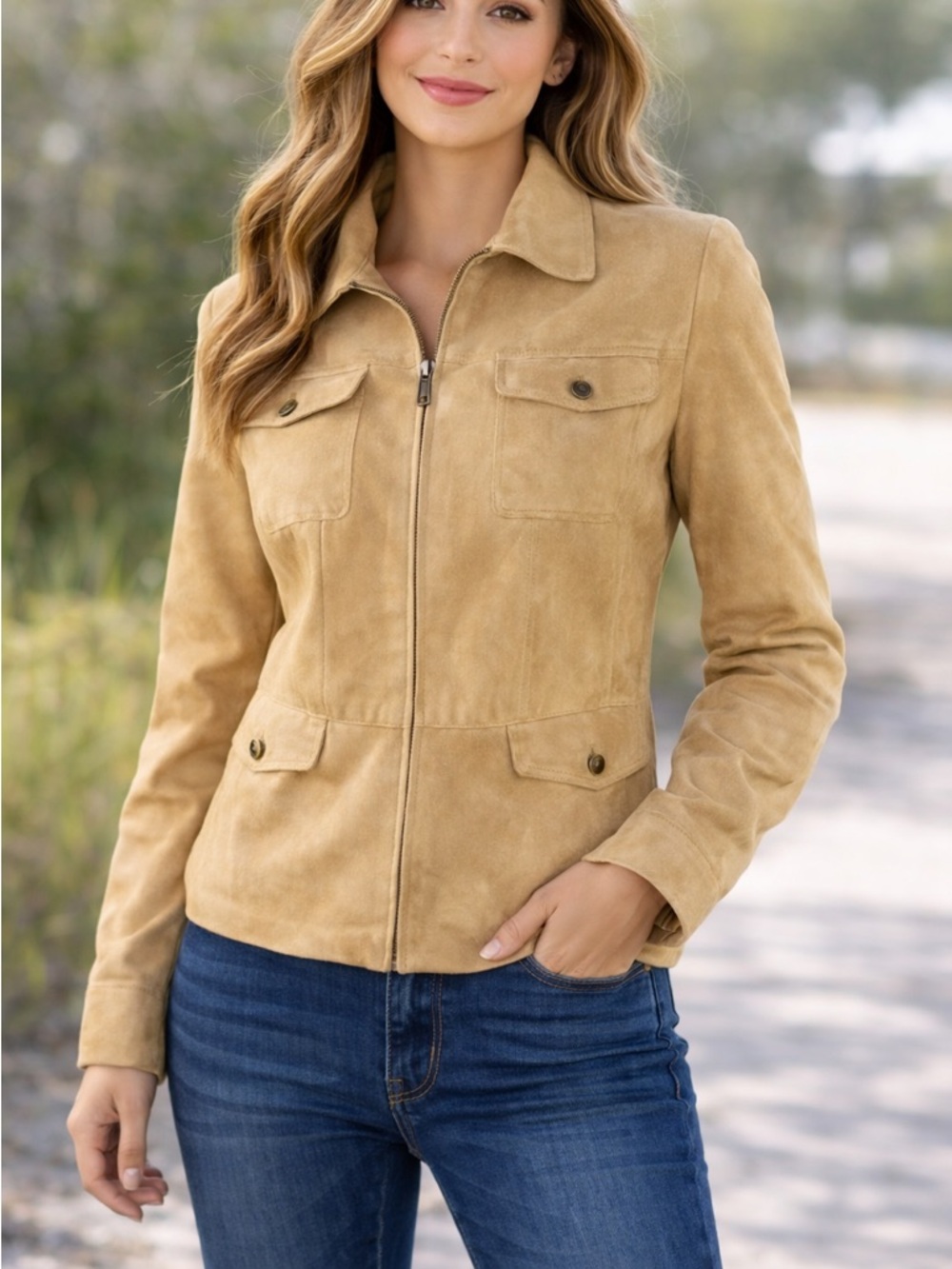 Evan Picone Faux Suede Utility Jacket ✨